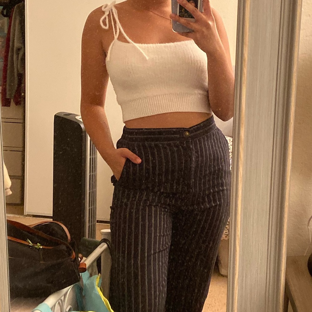 White fuzzy crop top